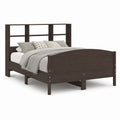 Doppelbett Bettgestell Dunkelbraun Spanplatte mit Regal-Kopfteil 140 x 200 cm