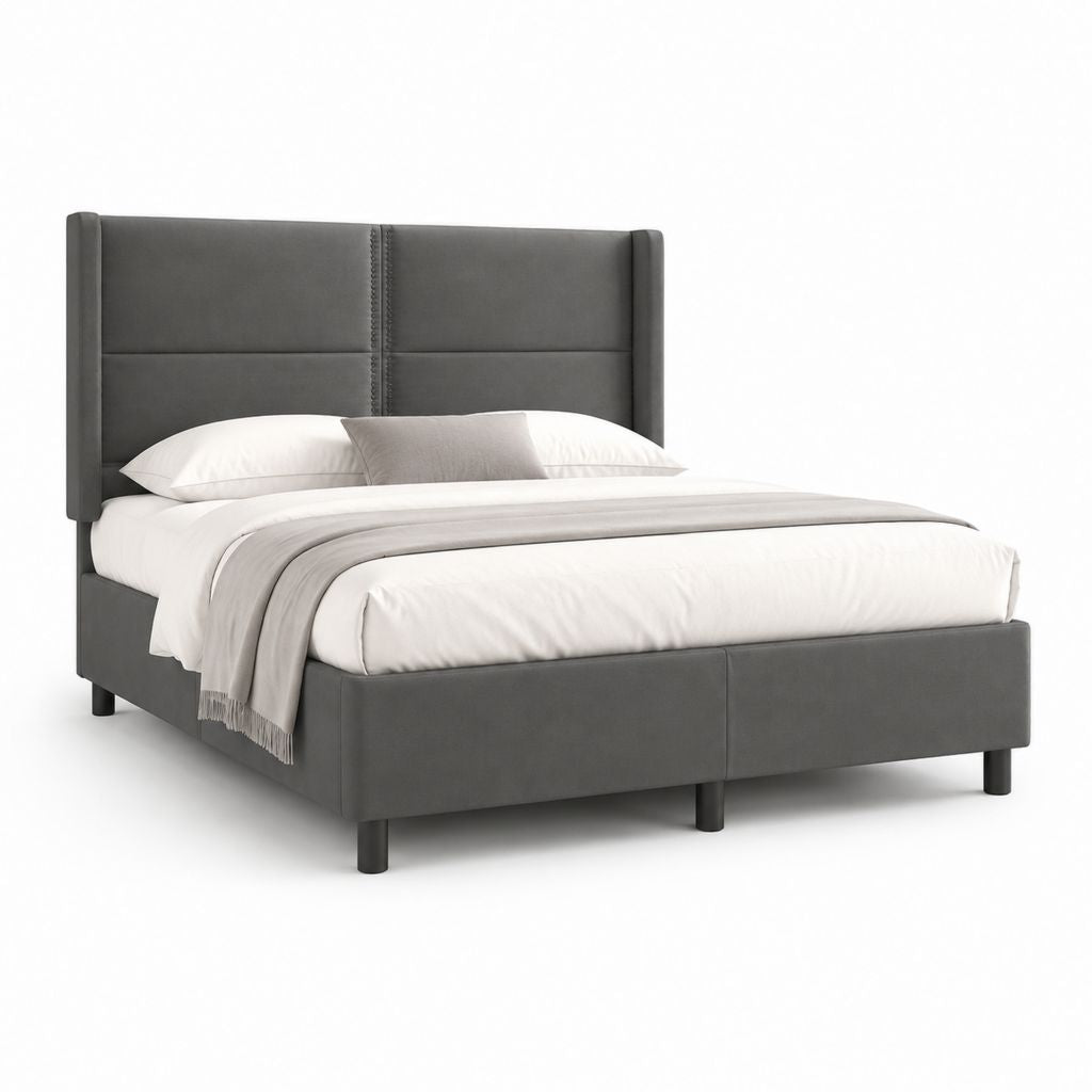 Polsterbett Doppelbett Grau Mikrofaser Rechteckig 160 x 200 cm