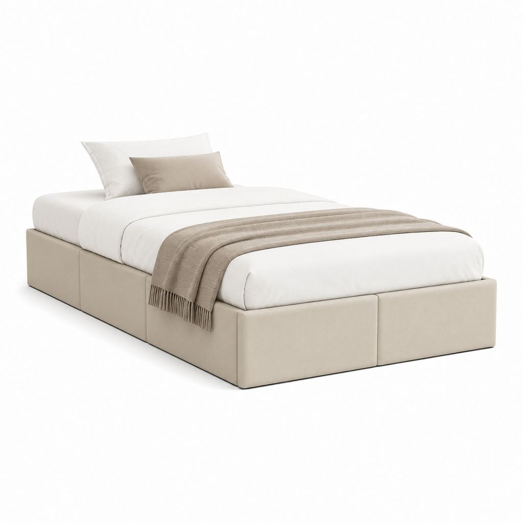 Polsterbett mit Stauraum Beige Polyester 160 x 200 cm