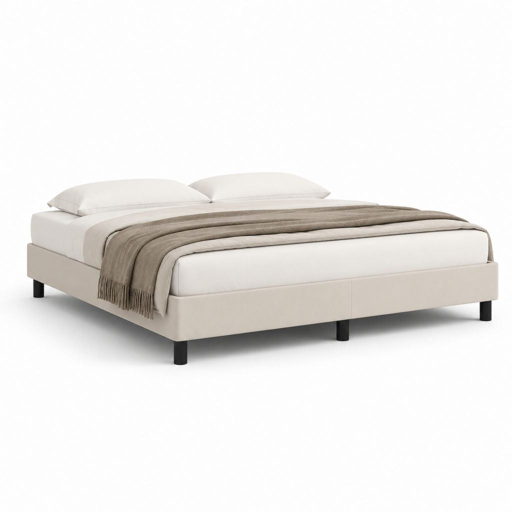 Polsterbett Doppelbett Beige Polyester Rechteckig 180 x 200 cm