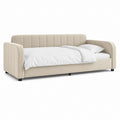 Polsterbett Tagesbett Beige PU-Kunstleder Rechteckig mit Lattenrost 90 x 200 cm