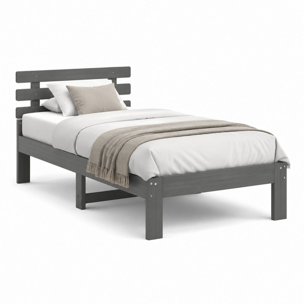 Einzelbett Bettgestell Dunkelgrau MDF 90 x 200 cm