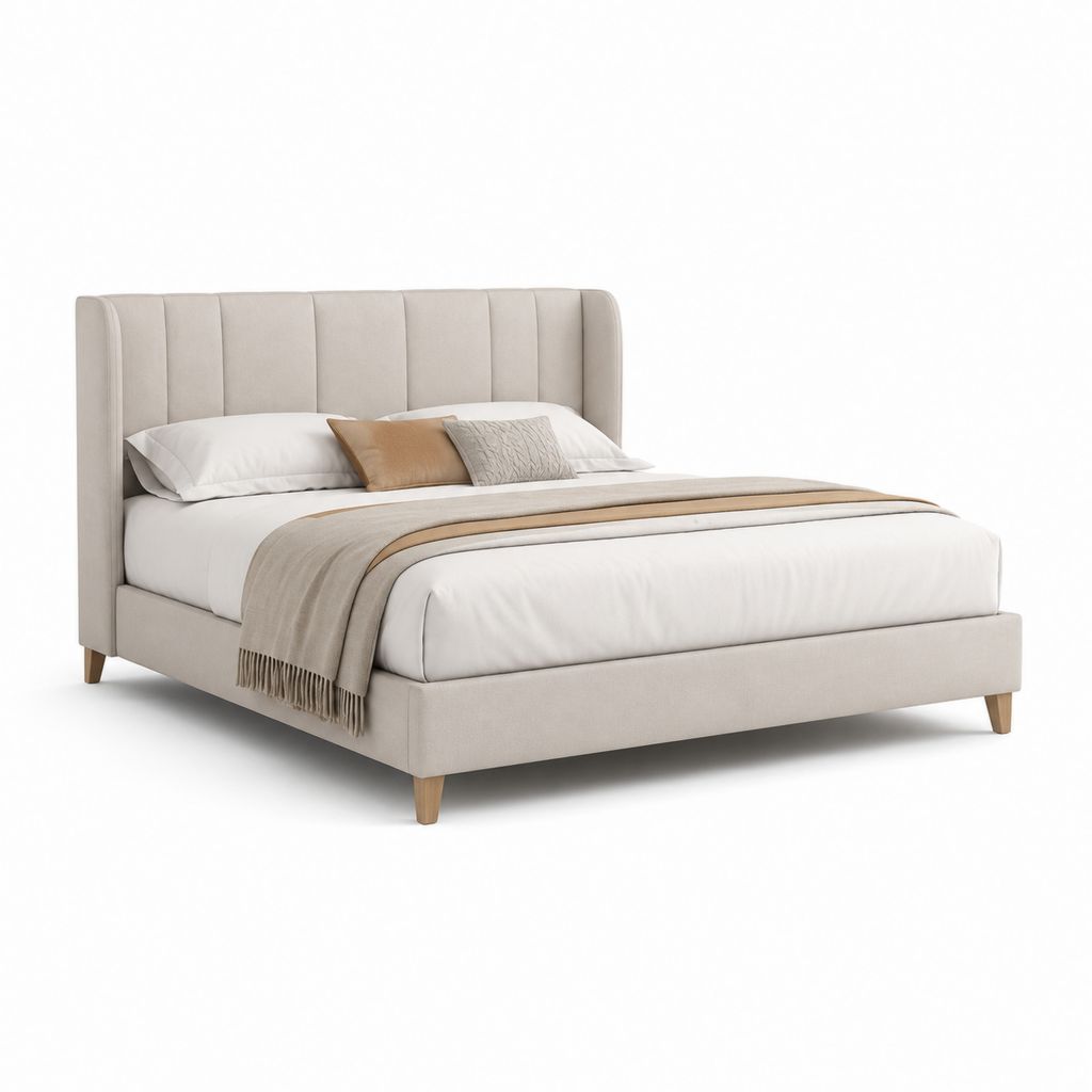 Polsterbett Doppelbett Beige Polyester Rechteckig 160 x 200 cm