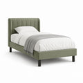 Polsterbett Einzelbett Olivgrün Polyester-Samt Rechteckig 90 x 200 cm