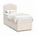 Polsterbett Einzelbett Creme Polyester mit gepolstertem Kopfteil 90 x 200 cm