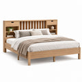 Doppelbett Bettgestell Natur Eichenfurnier rechteckig 160 x 200 cm mit Regal-Kopfteil und Schubladen