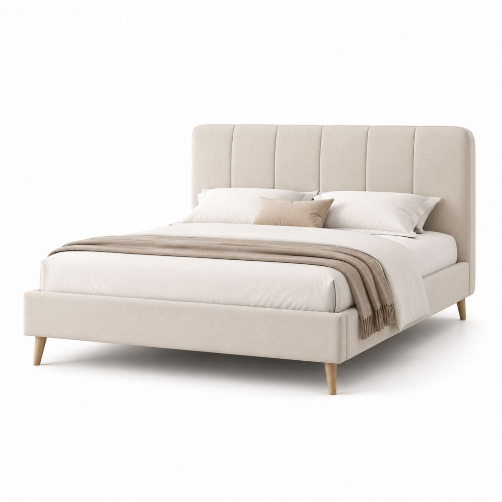 Polsterbett Doppelbett Beige Polyester rechteckig 160 x 200 cm