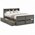 Doppelbett mit Stauraumschubladen Grau Kiefer Massivholz Rechteckig 160 x 200 cm